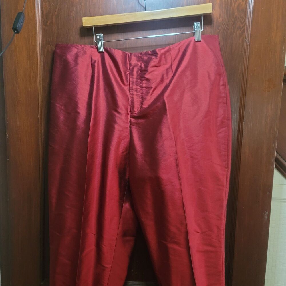 Kate Hill Pure Silk Women's Plus Brick Color Pants Size US 14W